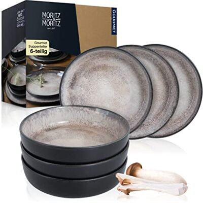 Moritz & Moritz Set van 6 soepen borden beige soepkom voor 6 personen porselein vaatwasser- en magnetronbestendig Moritz & Moritz Set van 6 soepen borden beige soepkom voor 6 personen porselein vaatwasser- en magnetronbestendig