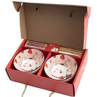 lachineuse 2 Maneki Neko kommen Set van rijstkommen, ontbijt en soep Japans porseleinen servies Met eetstokjes Geluksbrenger kat Japans cadeau Kawaii Japan Deco lachineuse 2 Maneki Neko kommen Set van rijstkommen, ontbijt en soep Japans porseleinen servies Met eetstokjes Geluksbrenger kat Japans cadeau Kawaii Japan Deco