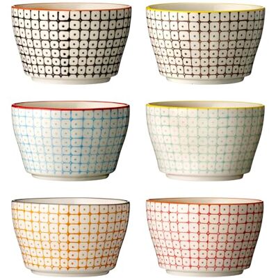 Bloomingville Carla Set van 6 keramische kommen, rood, oranje, blauw, groen, 11 cm Bloomingville Carla Set van 6 keramische kommen, rood, oranje, blauw, groen, 11 cm