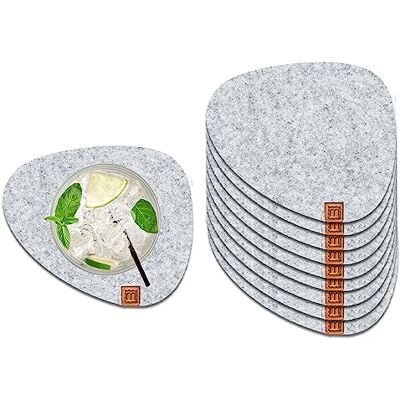 Miqio ® Set van 10 vilten onderzetters 13 x 11 cm Oekotex duurzame onderzetters 10 onderzetters voor dranken, glazen, kaarsen, kopjes, bar tafeldecoratie lichtgrijs Miqio ® Set van 10 vilten onderzetters 13 x 11 cm Oekotex duurzame onderzetters 10 onderzetters voor dranken, glazen, kaarsen, kopjes, bar tafeldecoratie lichtgrijs