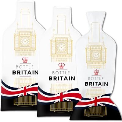 JIMMY THE FOX Herbruikbare wijnzakken voor op reis, 3 stuks, drielaags, waterdicht en schokbestendig, vliegtuig- en cruisebagage, cadeau voor wijnliefhebbers, Britain Bottle JIMMY THE FOX Herbruikbare wijnzakken voor op reis, 3 stuks, drielaags, waterdicht en schokbestendig, vliegtuig- en cruisebagage, cadeau voor wijnliefhebbers, Britain Bottle