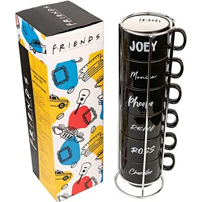 Grupo Erik Set van 6 koffiekopjes Friends, stapelbare kopjes met standaard, espressokopjes, originele koffiemok, designkoffiemok, vriendenmok STAZ001 Grupo Erik Set van 6 koffiekopjes Friends, stapelbare kopjes met standaard, espressokopjes, originele koffiemok, designkoffiemok, vriendenmok STAZ001