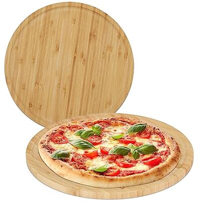 Relaxdays Set van 2 pizzaborden van bamboe, Ø 32 cm, serveerplank voor pizza, tarte flambée, kaas, ronde pizzaplaat, natuur, set Relaxdays Set van 2 pizzaborden van bamboe, Ø 32 cm, serveerplank voor pizza, tarte flambée, kaas, ronde pizzaplaat, natuur, set