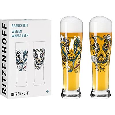 RITZENHOFF 3481004 set van 2 tarwebierglazen 500 ml Brauchzeit serie nr. 4 met veelkleurige digitale print RITZENHOFF 3481004 set van 2 tarwebierglazen 500 ml Brauchzeit serie nr. 4 met veelkleurige digitale print