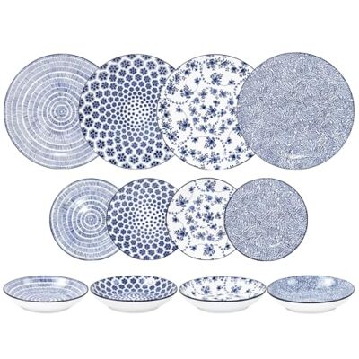 IBILI 12-delig tafelservies Armonia blauw, porseleinen borden voor 4 personen IBILI 12-delig tafelservies Armonia blauw, porseleinen borden voor 4 personen