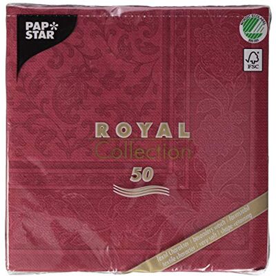 PAPSTAR 50 servetten Royal Collection – vouw 1/4 – 40 x 40 cm – ornamenten – bordeaux PAPSTAR 50 servetten Royal Collection – vouw 1/4 – 40 x 40 cm – ornamenten – bordeaux