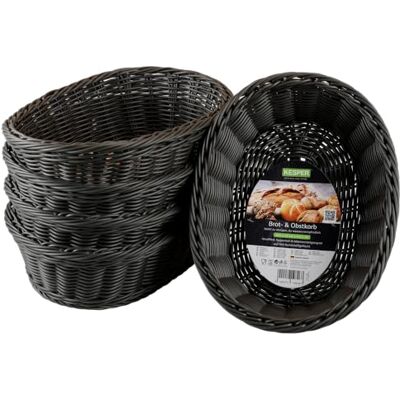 Kesper Brood- en fruitmand, set van 5, materiaal: volledig van gevlochten kunststof, afmetingen: 29,5 x 23 x 9,5 cm, kleur: grijs 1982615 Kesper Brood- en fruitmand, set van 5, materiaal: volledig van gevlochten kunststof, afmetingen: 29,5 x 23 x 9,5 cm, kleur: grijs 1982615
