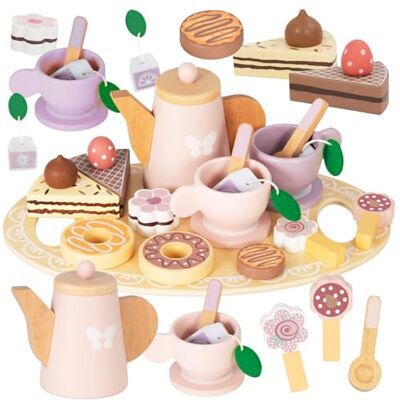 Nene Toys Theeservies van hout voor kinderen vanaf 2 jaar – 18-delig theefeest met theepot, dienblad, 2 kopjes en lepels, theezakjes en lekkernijen – imitatiespel, cadeau 2-5 jaar Nene Toys Theeservies van hout voor kinderen vanaf 2 jaar – 18-delig theefeest met theepot, dienblad, 2 kopjes en lepels, theezakjes en lekkernijen – imitatiespel, cadeau 2-5 jaar