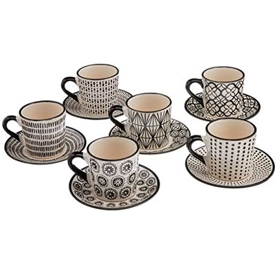 H&H set 6 tazze caff in stoneware vhera con piatto cc90 H&H set 6 tazze caff in stoneware vhera con piatto cc90