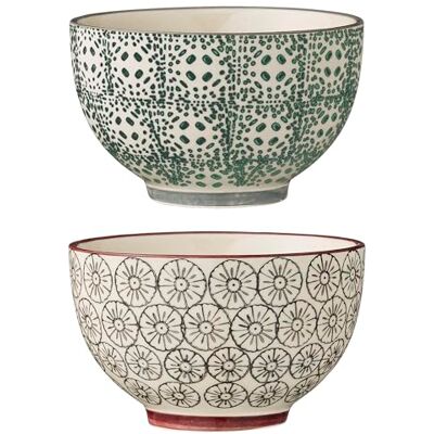 Bloomingville Karine Keramische kommen, 6 cm, grijs/groen, 2 stuks Bloomingville Karine Keramische kommen, 6 cm, grijs/groen, 2 stuks