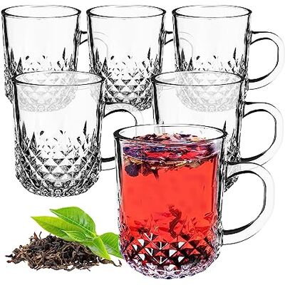KADAX Theeglazen, set van 6 glazen met handvat, glazen bekers voor 6 personen, vaatwasserbestendig, drinkglazen voor koffie, thee, water, sap, drank, sapglazen, waterglazen, glazenset KADAX Theeglazen, set van 6 glazen met handvat, glazen bekers voor 6 personen, vaatwasserbestendig, drinkglazen voor koffie, thee, water, sap, drank, sapglazen, waterglazen, glazenset