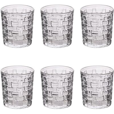 Tivoli Set van 6 glazen waterglazen, 275 ml, gevlochten decoratie, cottage Tivoli Set van 6 glazen waterglazen, 275 ml, gevlochten decoratie, cottage
