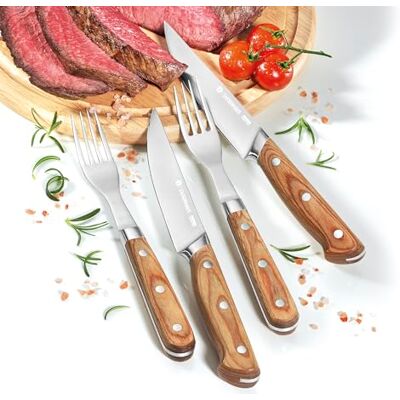 Zassenhaus Set van 2 steakbestek met pakka houten handgrepen in houten geschenkdoos Zassenhaus Set van 2 steakbestek met pakka houten handgrepen in houten geschenkdoos