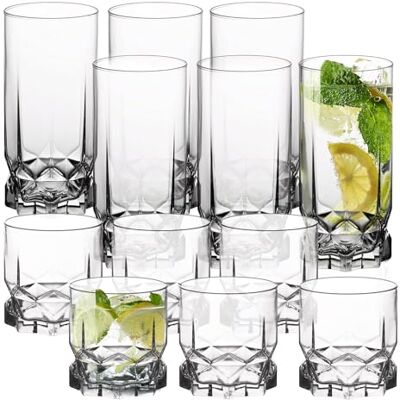 KADAX Waterglazen, 6 x 325 ml hoog + 6 x 325 ml (6 x 325 ml hoog + 6 x 325 ml laag), 6 stuks KADAX Waterglazen, 6 x 325 ml hoog + 6 x 325 ml (6 x 325 ml hoog + 6 x 325 ml laag), 6 stuks