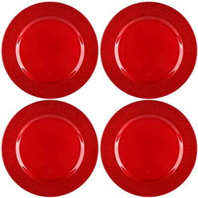 com-four ® 4 x presentatieborden in glanzend rood met glitterrand effen schotels herbruikbaar tafeldecoratie borden voor bruiloften, familiefeesten of Kerstmis Ø 33 cm soucoupes monochromes réutilisables décoration de table pour mariages fêtes de famill com-four ® 4 x presentatieborden in glanzend rood met glitterrand effen schotels herbruikbaar tafeldecoratie borden voor bruiloften, familiefeesten of Kerstmis Ø 33 cm soucoupes monochromes réutilisables décoration de table pour mariages fêtes de famill