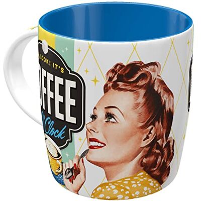 ART Coffee O' Clock Retro koffiemok 330 ml cadeau-idee voor koffieliefhebbers, keramische mok, vintage design ART Coffee O' Clock Retro koffiemok 330 ml cadeau-idee voor koffieliefhebbers, keramische mok, vintage design
