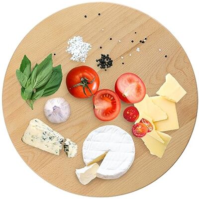 KADAX Draaibaar dienblad van natuurlijk hout, antibacterieel, serveerbord geschikt voor messen, snackbord om te serveren KADAX Draaibaar dienblad van natuurlijk hout, antibacterieel, serveerbord geschikt voor messen, snackbord om te serveren