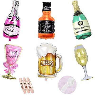 zooting Blad decoratie fles champagneballon, 6 fles wijn met heliumballonnen van glas, reuzen opgeblazen aluminiumfolie voor bruiloftsfeest, vakantie, verjaardag (XXXL 100 cm) zooting Blad decoratie fles champagneballon, 6 fles wijn met heliumballonnen van glas, reuzen opgeblazen aluminiumfolie voor bruiloftsfeest, vakantie, verjaardag (XXXL 100 cm)
