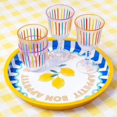Talking Tables Grote ronde serveerschaal voor dranken, snacks, decoratieve en kleurrijke specerijen, citroenpatroon, ideaal voor zomermaaltijden, barbecues, maaltijden in de open lucht, feesten Talking Tables Grote ronde serveerschaal voor dranken, snacks, decoratieve en kleurrijke specerijen, citroenpatroon, ideaal voor zomermaaltijden, barbecues, maaltijden in de open lucht, feesten