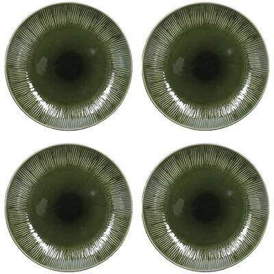 Mikasa Jardin 4-delige platte bordenset, groen, servies voor 4, 4-delige set platte borden van aardewerk, ronde borden van 27 cm, geschenkverpakking en vaatwasmachinebestendig Mikasa Jardin 4-delige platte bordenset, groen, servies voor 4, 4-delige set platte borden van aardewerk, ronde borden van 27 cm, geschenkverpakking en vaatwasmachinebestendig