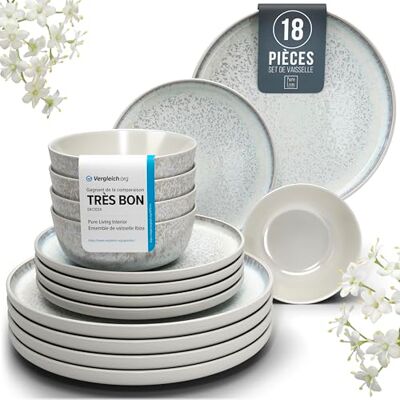 Ibiza 18-delig aardewerk servies set: tafelservies voor 6 personen, vaatwasmachinebestendig en magnetronbestendig, pure living lichtbeige, borden tafelservies, servies Ibiza 18-delig aardewerk servies set: tafelservies voor 6 personen, vaatwasmachinebestendig en magnetronbestendig, pure living lichtbeige, borden tafelservies, servies