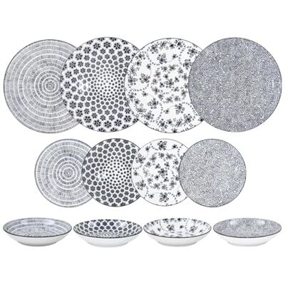 IBILI 12-delig tafelservies Armonia zwart, porseleinen borden voor 4 personen IBILI 12-delig tafelservies Armonia zwart, porseleinen borden voor 4 personen