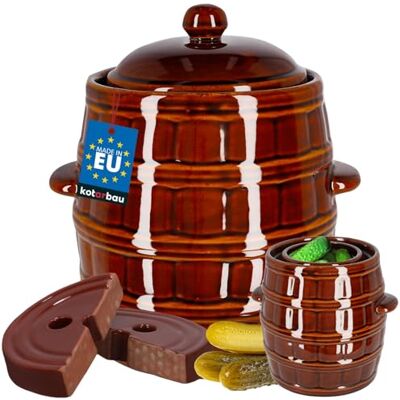 KOTARBAU ® Aardewerk 8 liter fermentatiepot met deksel en verzwaringssteen, luchtdicht, voor zuurkool, komkommer, terracotta, aardewerk, bruin KOTARBAU ® Aardewerk 8 liter fermentatiepot met deksel en verzwaringssteen, luchtdicht, voor zuurkool, komkommer, terracotta, aardewerk, bruin