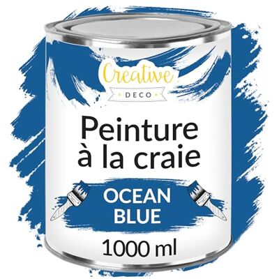 Creative Krijtverf oceaanblauw, 1000 ml, mat en wasbaar, perfect voor Meubelverf zonder schuren, mat, wasbaar, perfect voor meubelrestauratie, houtkleur en decoratie Creative Krijtverf oceaanblauw, 1000 ml, mat en wasbaar, perfect voor Meubelverf zonder schuren, mat, wasbaar, perfect voor meubelrestauratie, houtkleur en decoratie
