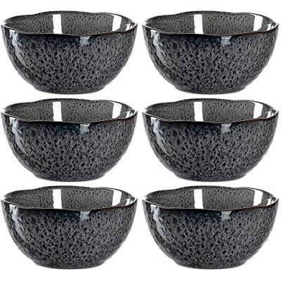 LEONARDO HOME Leonardo Matera 018579 6-delige set keramische kommen, 6 mueslikommen, snackkommen Ø 12 cm, 380 ml, grijs LEONARDO HOME Leonardo Matera 018579 6-delige set keramische kommen, 6 mueslikommen, snackkommen Ø 12 cm, 380 ml, grijs