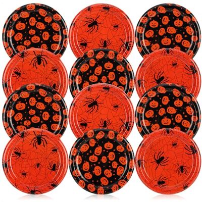 com-four ® 12 x decoratieve Halloween-borden, kunststof borden decoratieve borden van levensmiddelenkwaliteit com-four ® 12 x decoratieve Halloween-borden, kunststof borden decoratieve borden van levensmiddelenkwaliteit