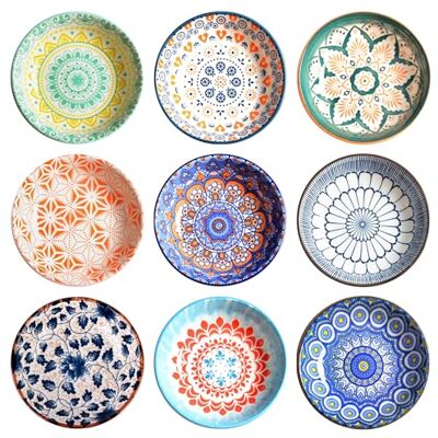MEYAGOT Set van 9 dessertschalen van keramiek, porselein, meerkleurig, rond, ovenbestendig, loodvrij, vaatwasmachinebestendig, magnetronbestendig, voor dessert en ontbijtgranen MEYAGOT Set van 9 dessertschalen van keramiek, porselein, meerkleurig, rond, ovenbestendig, loodvrij, vaatwasmachinebestendig, magnetronbestendig, voor dessert en ontbijtgranen