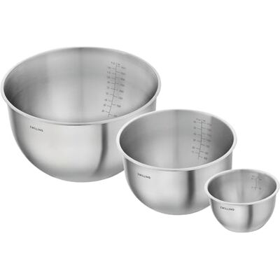 ZWILLING Fresh & Save Set van 3 slakommen roestvrij staal zilver maat S 12 cm M 18 cm L 24 cm ZWILLING Fresh & Save Set van 3 slakommen roestvrij staal zilver maat S 12 cm M 18 cm L 24 cm