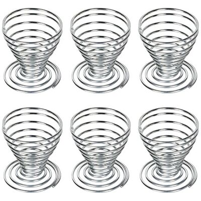 TRIXES 6 eierdopjes geborsteld roestvrij staal spiraal design TRIXES 6 eierdopjes geborsteld roestvrij staal spiraal design