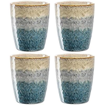 LEONARDO HOME Leonardo Matera Set van 4 keramische kopjes, inhoud 300 ml, handgemaakt, magnetronbestendig, vaatwasmachinebestendig, beige, antraciet, blauw LEONARDO HOME Leonardo Matera Set van 4 keramische kopjes, inhoud 300 ml, handgemaakt, magnetronbestendig, vaatwasmachinebestendig, beige, antraciet, blauw