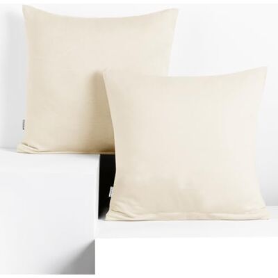 DecoKing Set van 2 kussenslopen 40 x 40 cm jersey 100% gekamd katoen ritssluiting ecru amber DecoKing Set van 2 kussenslopen 40 x 40 cm jersey 100% gekamd katoen ritssluiting ecru amber
