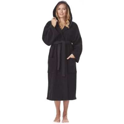 Arus Badjas voor dames met capuchon, kuitlengte of enkel, badstof (380 g/m²), 100% gecertificeerd katoen Doux peignoir en éponge avec capuche, 2 poches et ceinture – idéal pour sauna, spa, bien-être et maison. L-XL Arus Badjas voor dames met capuchon, kuitlengte of enkel, badstof (380 g/m²), 100% gecertificeerd katoen Doux peignoir en éponge avec capuche, 2 poches et ceinture – idéal pour sauna, spa, bien-être et maison. L-XL