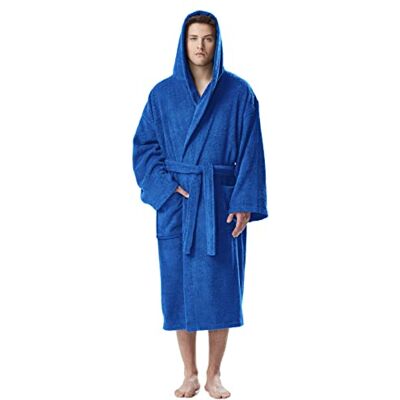 Arus Badjas voor dames met kap, kuitlengte of enkel, badstof van 100% katoen, Oeko-Tex-gecertificeerd S-M Arus Badjas voor dames met kap, kuitlengte of enkel, badstof van 100% katoen, Oeko-Tex-gecertificeerd S-M
