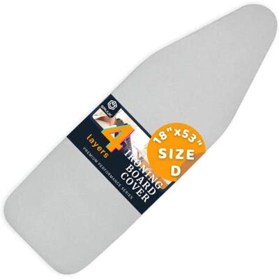 SAVUK Strijkplankovertrek en kussen met standaard D-formaat 45,7 x 134,6 cm, verstelbare elastische rand, extra dikke bekleding, warmtereflecterend, anti-aanbaklaag, verbrandings- en vuilafstotend, eenvoudige installatie (zilver, 45,7 x 134,6 cm) SAVUK Strijkplankovertrek en kussen met standaard D-formaat 45,7 x 134,6 cm, verstelbare elastische rand, extra dikke bekleding, warmtereflecterend, anti-aanbaklaag, verbrandings- en vuilafstotend, eenvoudige installatie (zilver, 45,7 x 134,6 cm)