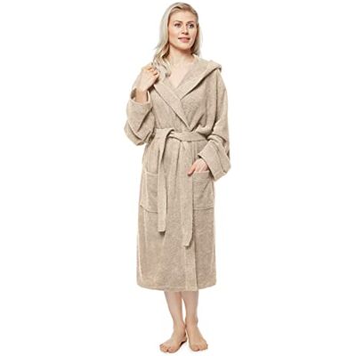 Arus Badjas voor dames, kuit- of enkellengte, badstof, 100% katoen, Öko-Tex-gecertificeerd, met capuchon, Melk, XL-XXL XL-XXL Arus Badjas voor dames, kuit- of enkellengte, badstof, 100% katoen, Öko-Tex-gecertificeerd, met capuchon, Melk, XL-XXL XL-XXL