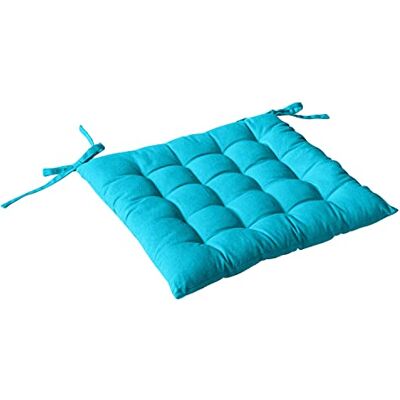 ED ENJOY HOME Enjoy Home, Piqué stoelkussen, turquoise, vierkant, 38 x 38 cm, 100% katoen, bevestiging met strikken, ideaal voor een comfortabele zitting, collectie Panama ED ENJOY HOME Enjoy Home, Piqué stoelkussen, turquoise, vierkant, 38 x 38 cm, 100% katoen, bevestiging met strikken, ideaal voor een comfortabele zitting, collectie Panama