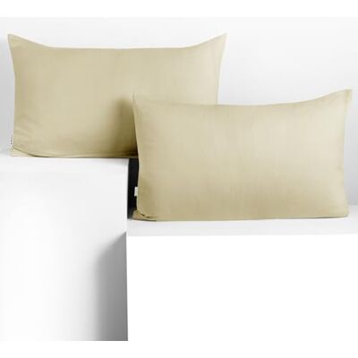 DecoKing Set van 2 Kussenslopen 50 x 60 cm Jersey 100% Gekamd Katoen Ritssluiting Beige Amber DecoKing Set van 2 Kussenslopen 50 x 60 cm Jersey 100% Gekamd Katoen Ritssluiting Beige Amber