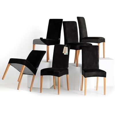 RESTILO Sento Stoelhoezen, 6 stuks, afneembaar, wasbaar, voor eetkamer, keuken, restaurant, hotel, banket, bruiloft, feest, zwart RESTILO Sento Stoelhoezen, 6 stuks, afneembaar, wasbaar, voor eetkamer, keuken, restaurant, hotel, banket, bruiloft, feest, zwart
