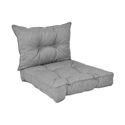 POKAR Set van 2 stoelkussens voor rotan stoelen grijs 50 x 50 x 10 cm + rugleuning 50 x 40 x 10 cm POKAR Set van 2 stoelkussens voor rotan stoelen grijs 50 x 50 x 10 cm + rugleuning 50 x 40 x 10 cm