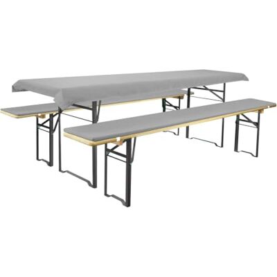 Brandsseller Set van 3 bankkussens en tafelkleden voor alle soorten biertenten, 2 kussens van 220 x 25 x 1,6 cm en 1 tafelkleed van 240 x 70 cm, kleur: lichtgrijs Brandsseller Set van 3 bankkussens en tafelkleden voor alle soorten biertenten, 2 kussens van 220 x 25 x 1,6 cm en 1 tafelkleed van 240 x 70 cm, kleur: lichtgrijs