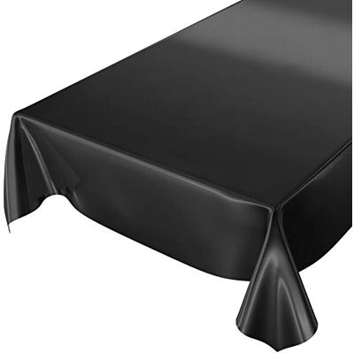 ANRO wasbaar tafelkleed van wasdoek, effen kleur, glanzend, met gesneden rand, zwart, 100 x 140 cm. ANRO wasbaar tafelkleed van wasdoek, effen kleur, glanzend, met gesneden rand, zwart, 100 x 140 cm.