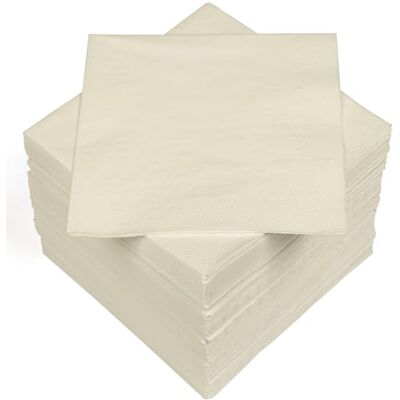 Heku 30241-02: 100 effen papieren servetten, 3-laags, 33 x 33 cm, crèmekleurig, 100 stuks Heku 30241-02: 100 effen papieren servetten, 3-laags, 33 x 33 cm, crèmekleurig, 100 stuks
