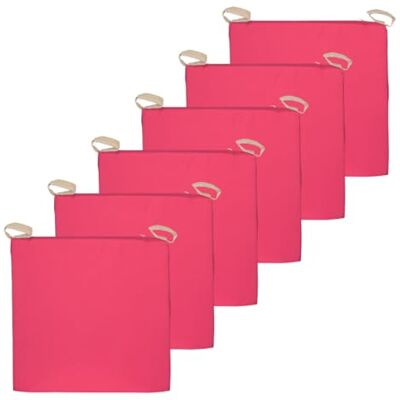 Atout Ciel Set van 6 stoelkussens, tweekleurig, met klittenbandsluiting, van waterafstotende stof, 40 x 40 x 4 cm, framboos/beige Atout Ciel Set van 6 stoelkussens, tweekleurig, met klittenbandsluiting, van waterafstotende stof, 40 x 40 x 4 cm, framboos/beige