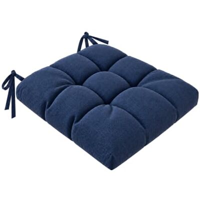 PETTI Artigiani Italiani Kussens voor keukenstoel, set van 6 kussens voor keukenstoelen, keukenstoelhoezen van katoen met veters, blauw, 100% Made in Italy PETTI Artigiani Italiani Kussens voor keukenstoel, set van 6 kussens voor keukenstoelen, keukenstoelhoezen van katoen met veters, blauw, 100% Made in Italy