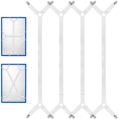 GFUEIGJ Set van 4 verstelbare elastische lakenspanners met metalen clip, elastische hoeslakensluitingen, 70-280 cm, voor strijkvrij beddengoed, matrasbeschermers, bankhoezen, tafelkleden GFUEIGJ Set van 4 verstelbare elastische lakenspanners met metalen clip, elastische hoeslakensluitingen, 70-280 cm, voor strijkvrij beddengoed, matrasbeschermers, bankhoezen, tafelkleden