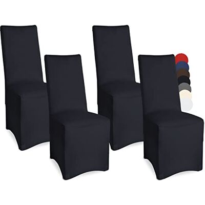 Beautissu 4 stuks elastische stretch hoezen voor banketstoelen 45 x 90 cm, zwart, elegant, met Öko-Tex label, elegante elastische stoelen, bescherming voor bruiloft, modern Beautissu 4 stuks elastische stretch hoezen voor banketstoelen 45 x 90 cm, zwart, elegant, met Öko-Tex label, elegante elastische stoelen, bescherming voor bruiloft, modern